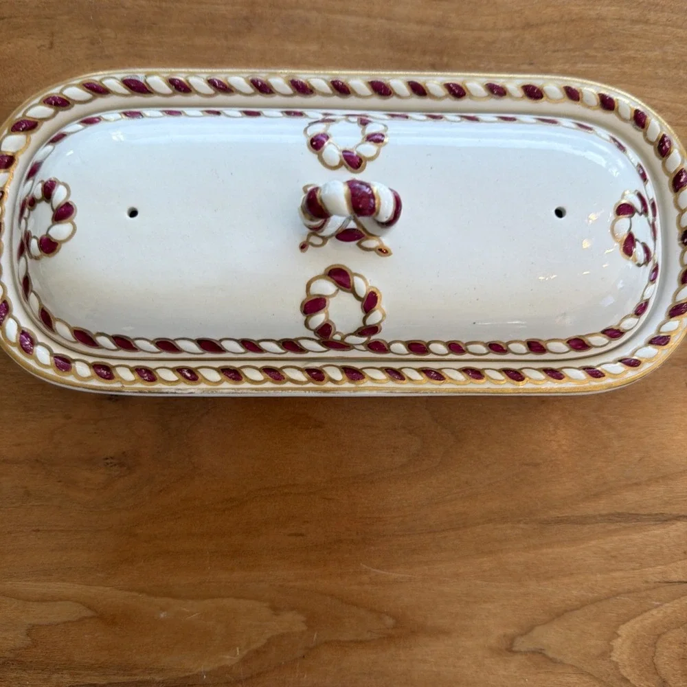 Antique Copeland England Covered Soap Dish D969 Gilt‎ Garnet Toiletware